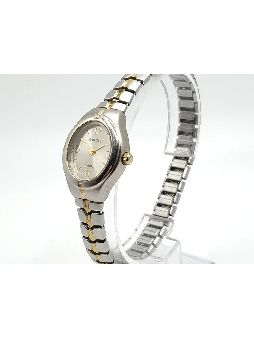 Carriage By Timex Quartz Womens Watch New Battery Two-Tone Expandable Band 21mm